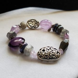 Silpada “Canyon” Gem & Sterling Bead Bracelet (Stretch)